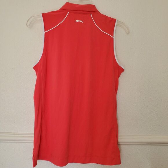 Slazenger Top Sleeveless 1/4 Zip Collared Solid Activewear Top Sz M Orange Golf - Picture 5 of 12